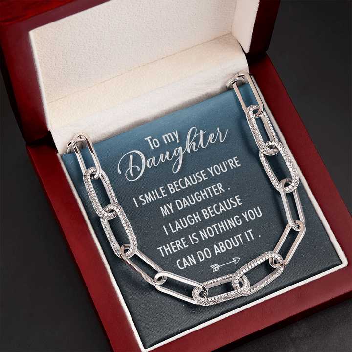To my daughter-I SMILE Forever Linked Necklace