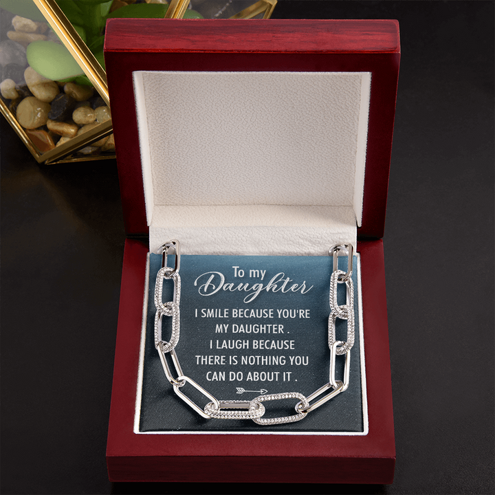 To my daughter-I SMILE Forever Linked Necklace