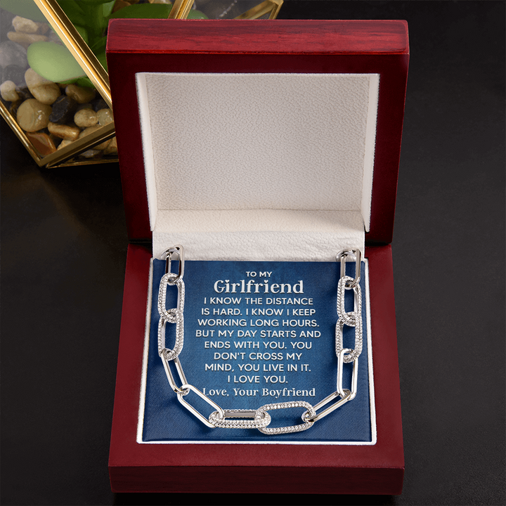 To My Girlfriend - I know the distance is hard Forever Linked Necklace