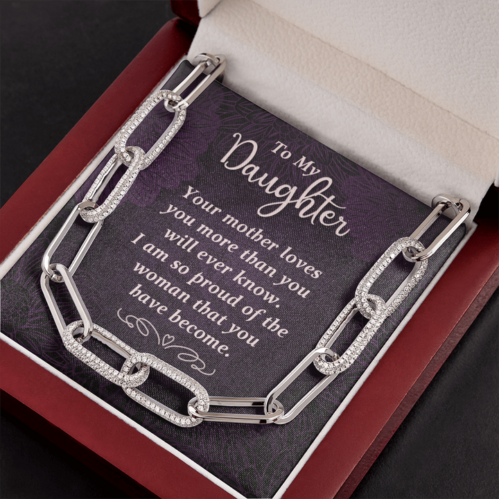 To my daughter-Your mother loves you Forever Linked Necklace