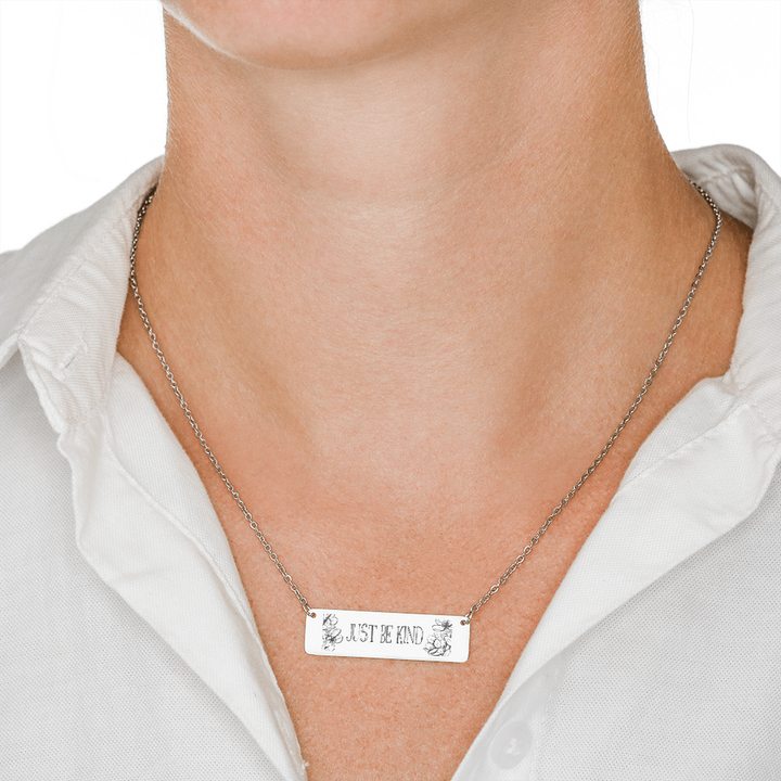 Horizontal Bar Necklace "Just Be Kind"