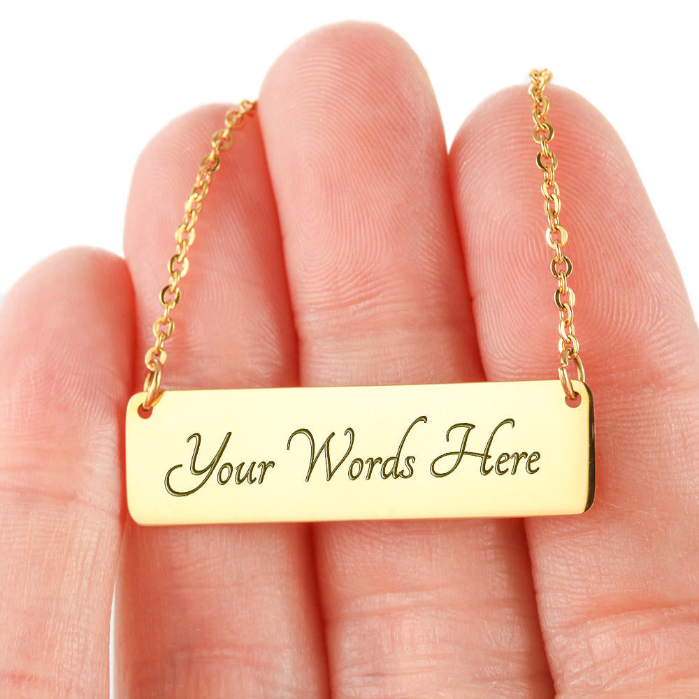 Horizontal Bar Necklace "Just Be Kind"