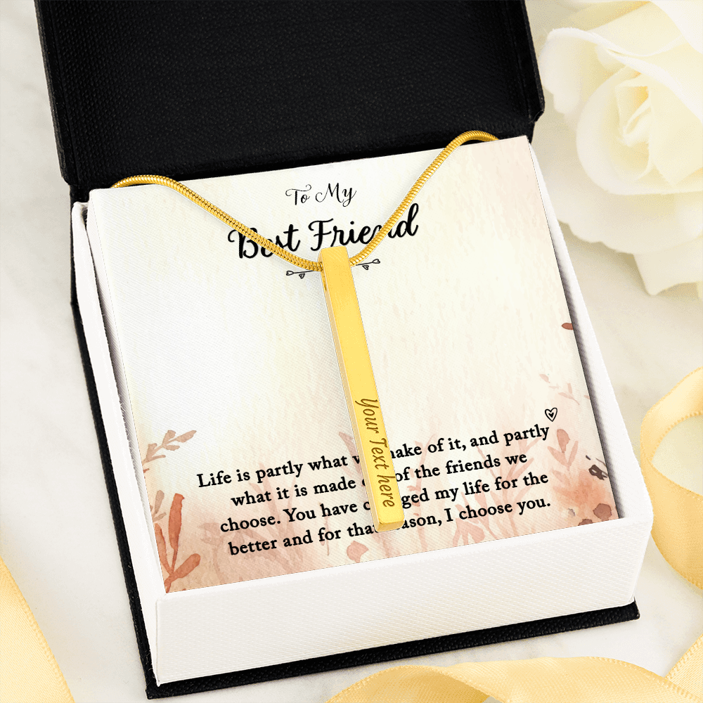 2 Sided Personalized Vertical necklace for Best Friend