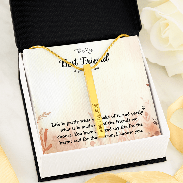 2 Sided Personalized Vertical necklace for Best Friend