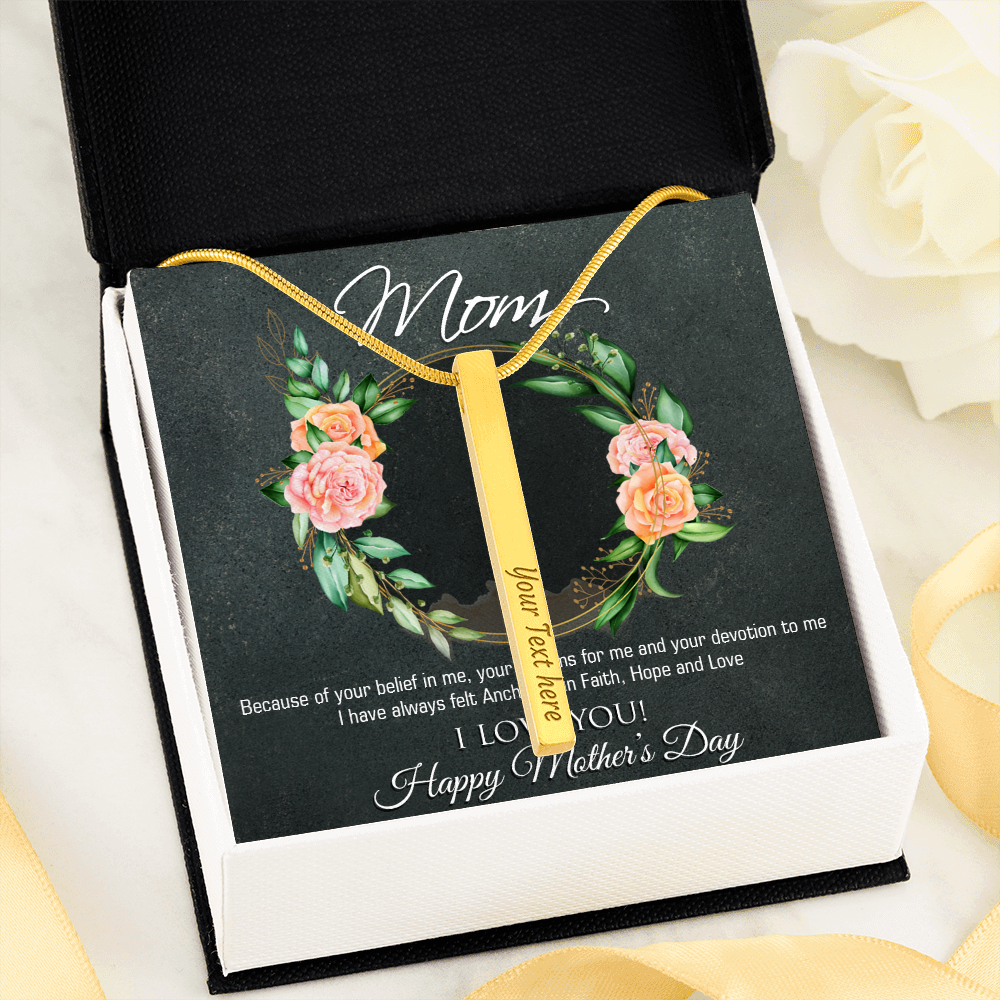 2 sided Personalised vertical necklace for mom