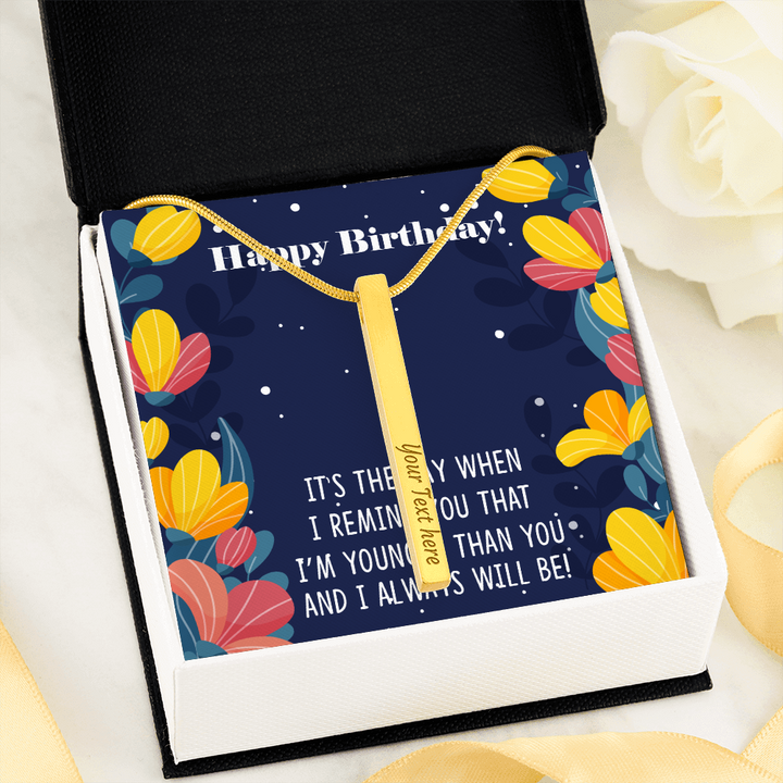 2 Sided Personalised Vertical Necklace Happy Birthday