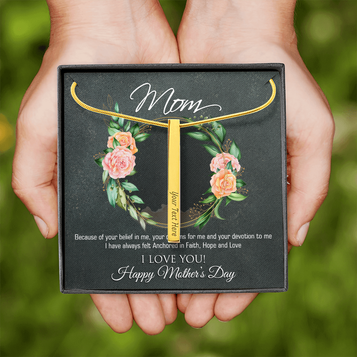 2 sided Personalised vertical necklace for mom