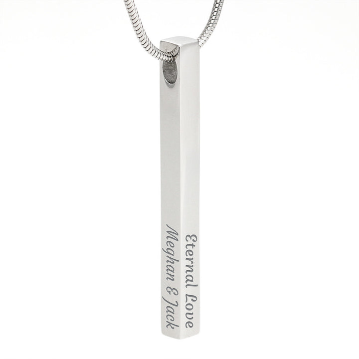 ENGRAVED PERSONALISED 4 SIDED VERTICAL NECKLACE FOR YOUR SON