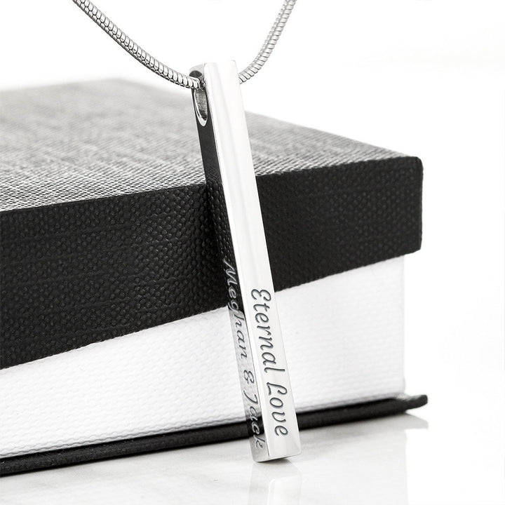 ENGRAVED PERSONALISED 4 SIDED VERTICAL NECKLACE FOR YOUR GIRLFRIEND