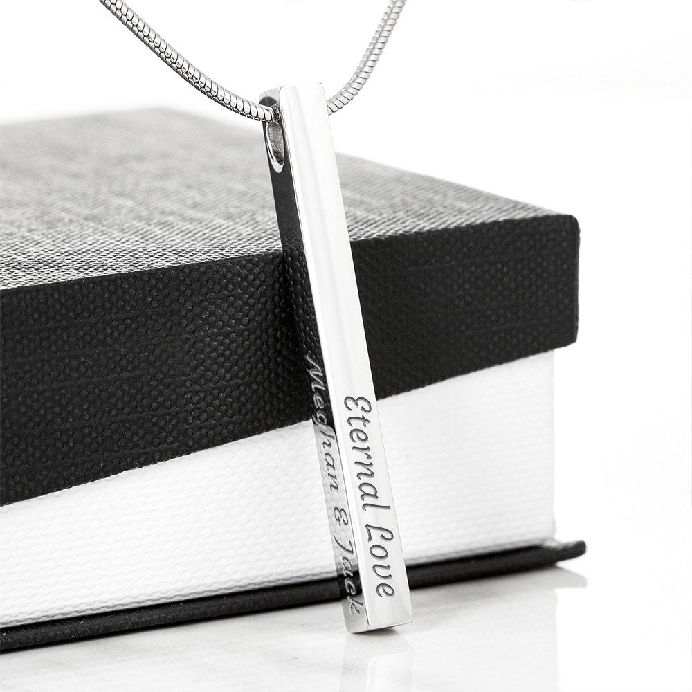 ENGRAVED PERSONALISED 4 SIDED VERTICAL NECKLACE FOR YOUR FOREVER FRIEND