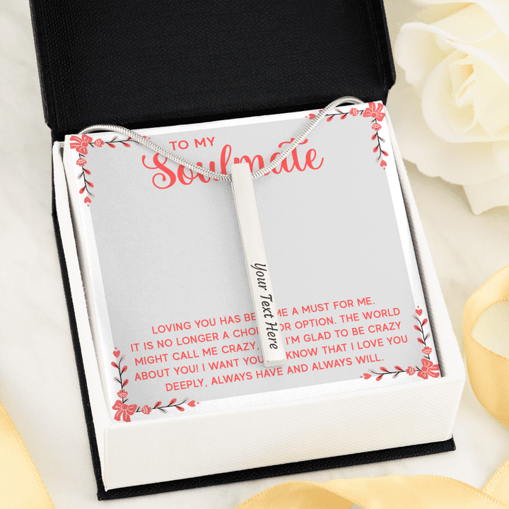ENGRAVED PERSONALISED 4 SIDED VERTICAL NECKLACE FOR YOUR SOULMATE