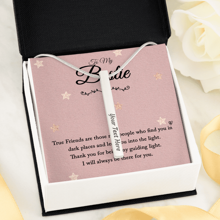 Engraved personalised 4 sided vertical necklace for your bestie