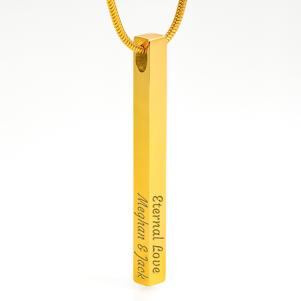 ENGRAVED PERSONALISED 4 SIDED VERTICAL NECKLACE FOR YOUR MOM