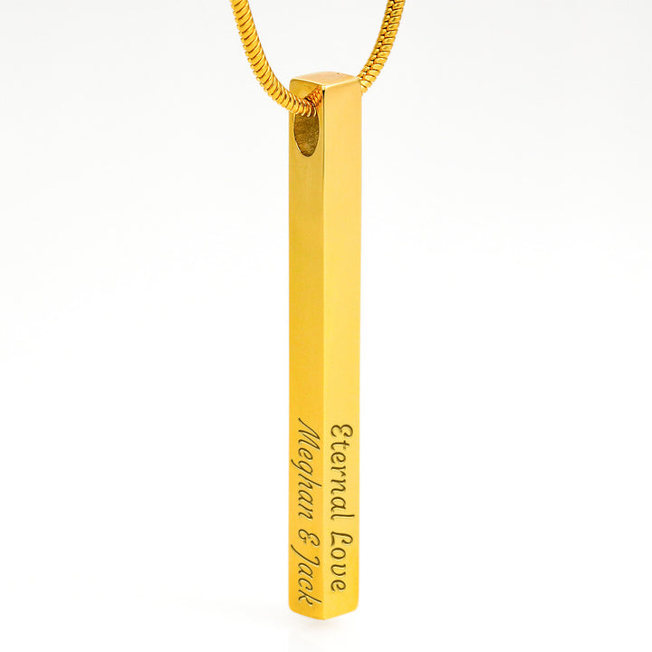 ENGRAVED PERSONALISED 4 SIDED VERTICAL NECKLACE FOR YOUR MOM