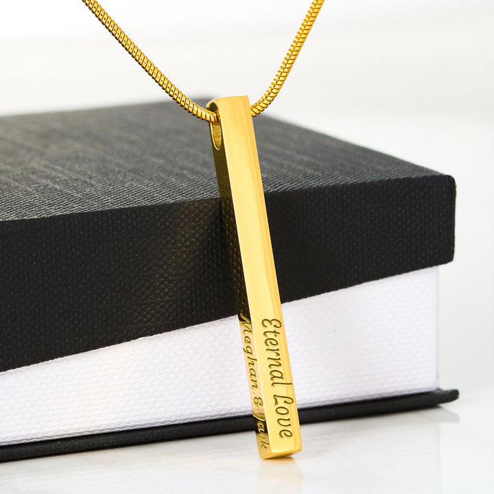 ENGRAVED PERSONALISED 4 SIDED VERTICAL NECKLACE FOR YOUR GIRLFRIEND