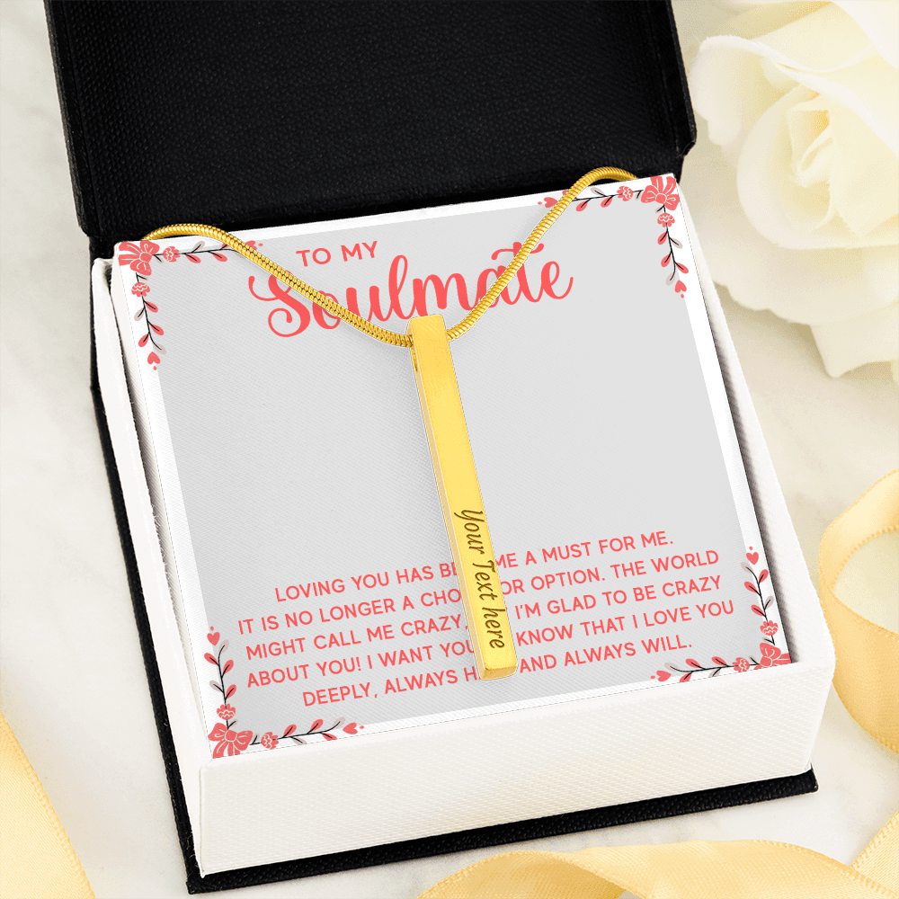 ENGRAVED PERSONALISED 4 SIDED VERTICAL NECKLACE FOR YOUR SOULMATE