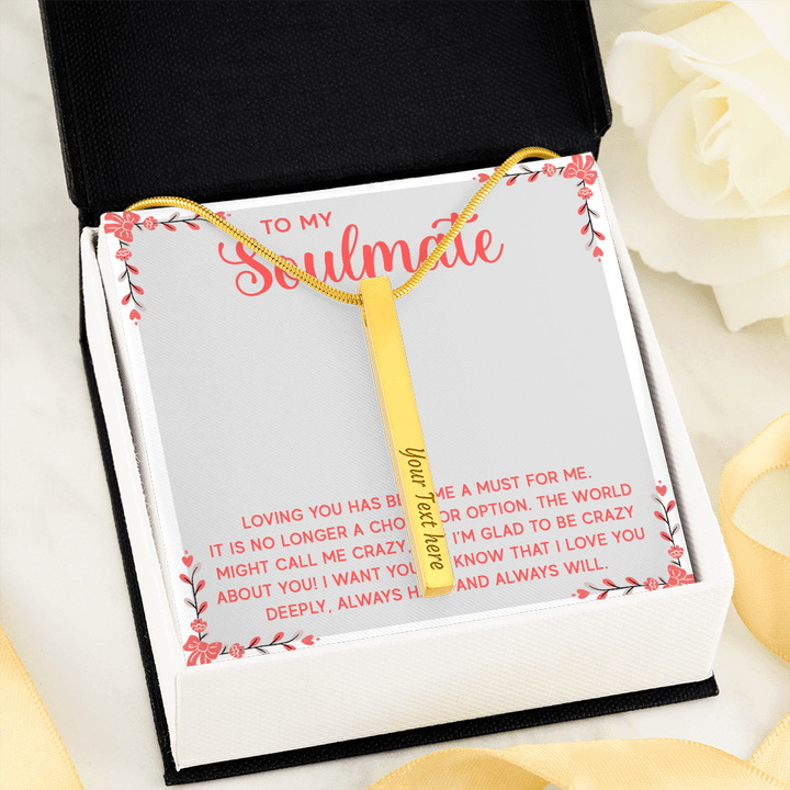 ENGRAVED PERSONALISED 4 SIDED VERTICAL NECKLACE FOR YOUR SOULMATE
