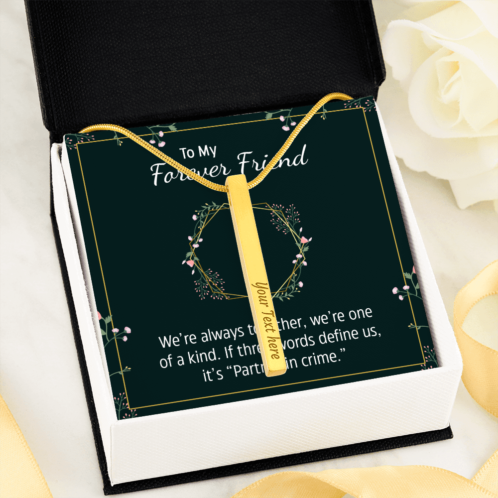 ENGRAVED PERSONALISED 4 SIDED VERTICAL NECKLACE FOR YOUR FOREVER FRIEND