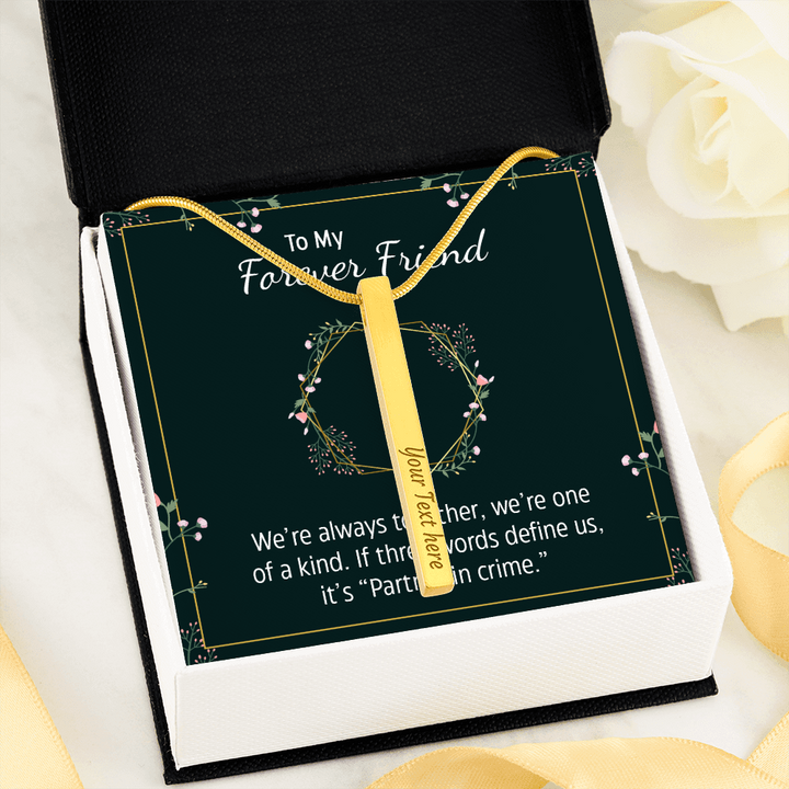 ENGRAVED PERSONALISED 4 SIDED VERTICAL NECKLACE FOR YOUR FOREVER FRIEND