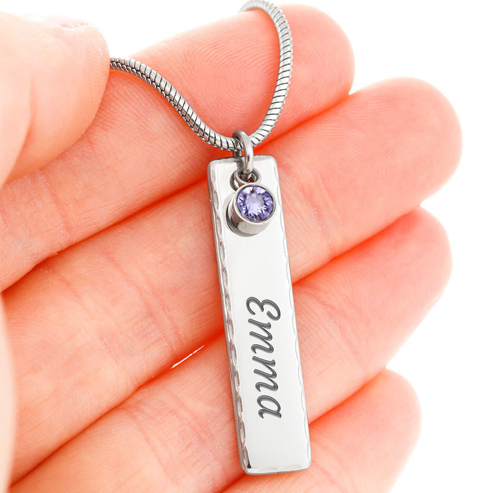 Engraved Birthstone Name Necklace for your Best Friend