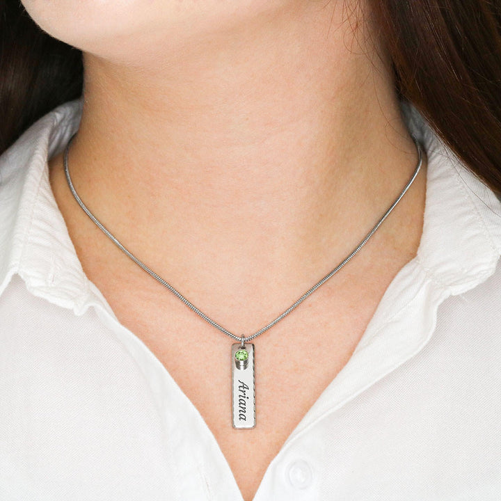 ENGRAVED BIRTHSTONE NAME NECKLACE FOR YOUR SOULMATE