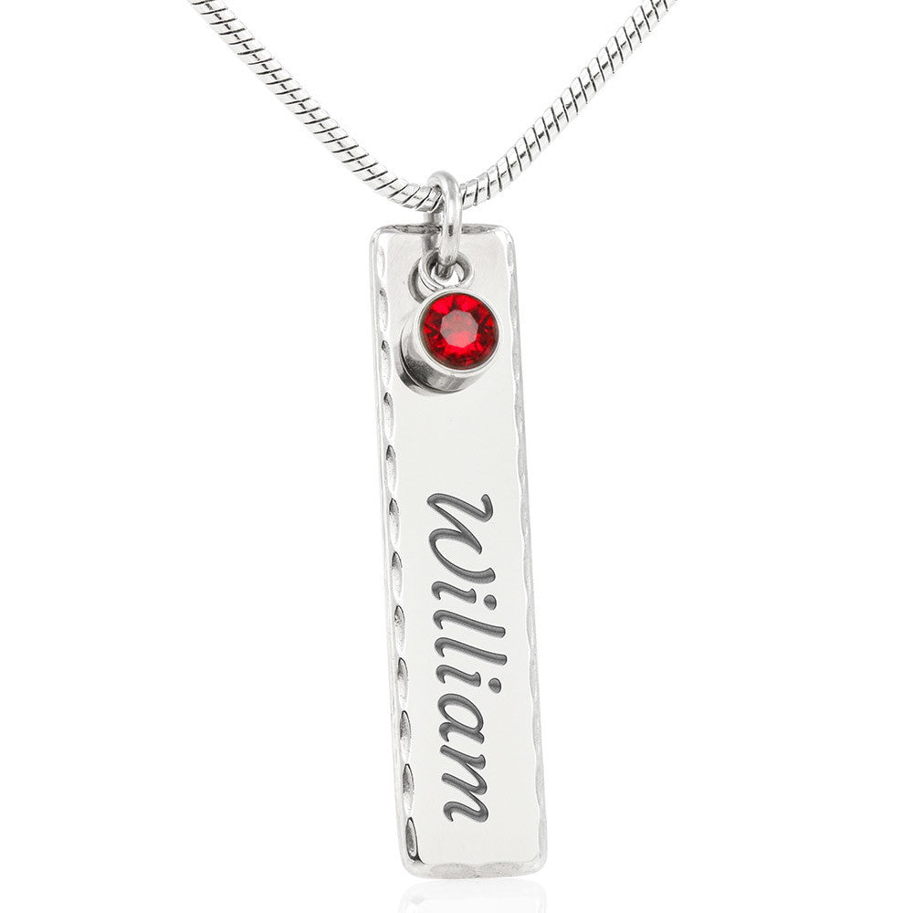 ENGRAVED BIRTHSTONE NAME NECKLACE FOR YOUR SOULMATE