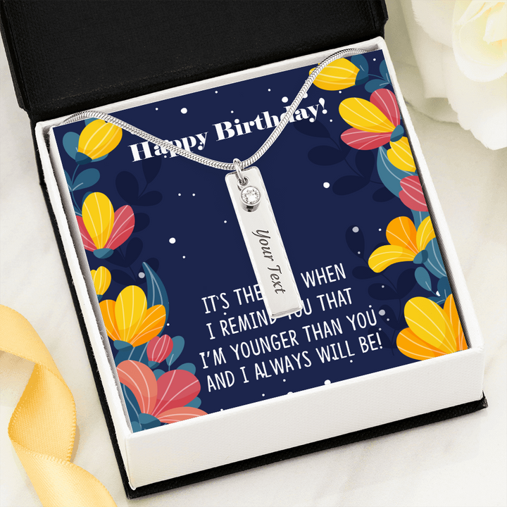 ENGRAVED BIRTHSTONE NAME NECKLACE HAPPY BIRTHDAY