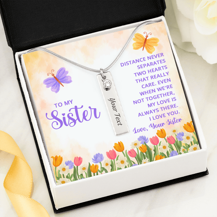 Birthstone Name Necklace For Sister