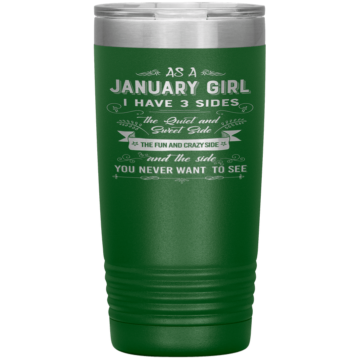 "January Girl 3 sides "Tumbler.Buy For Family & Friends. Save Shipping. - LA Shirt Company