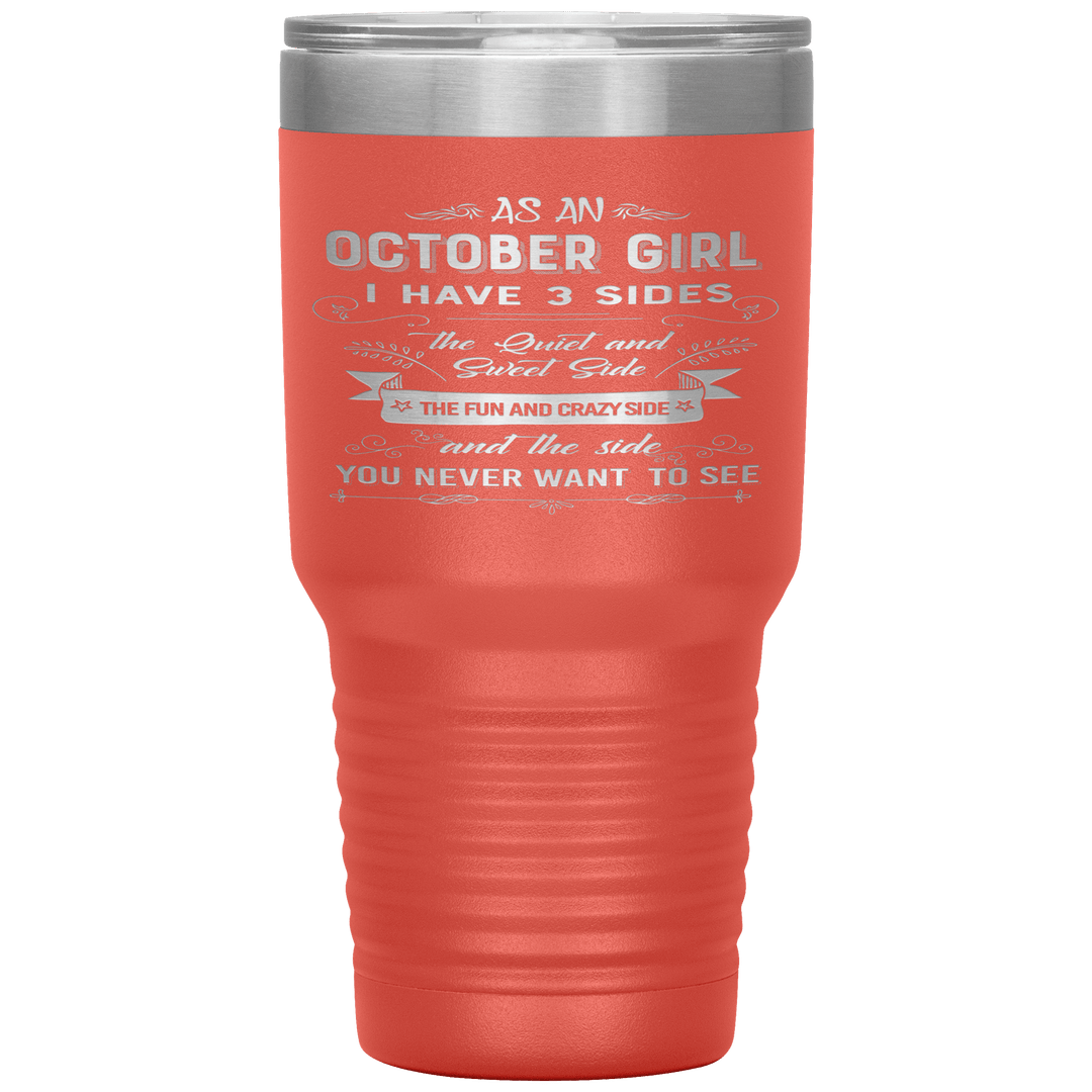 "October Girls 3 sides "Tumbler.Buy For Family & Friends. Save Shipping. - LA Shirt Company